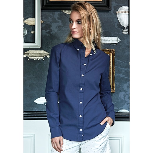blu Tee Jays Ladies Perfect Oxford Shirt - navy