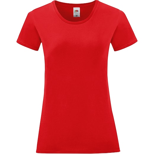 röd Fruit of the Loom Ladies Iconic T - red
