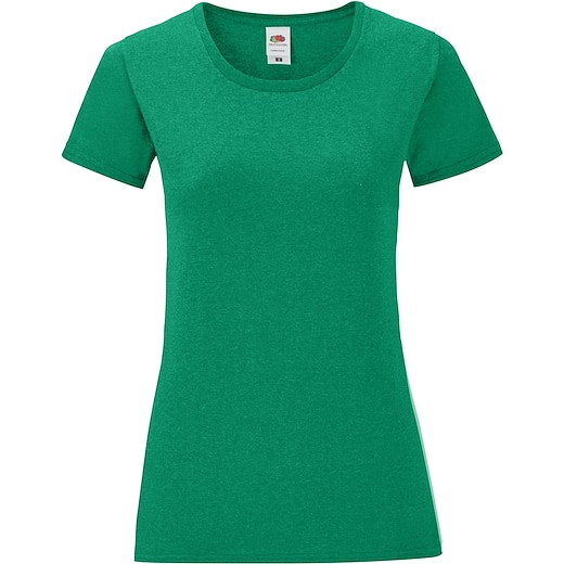 grøn Fruit of the Loom Ladies Iconic T - retro heather green