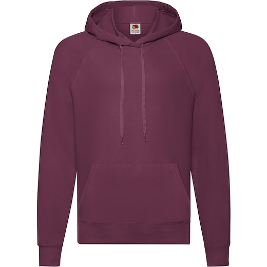 rosso Fruit of the Loom Lightweight Hooded Sweat - burgundy