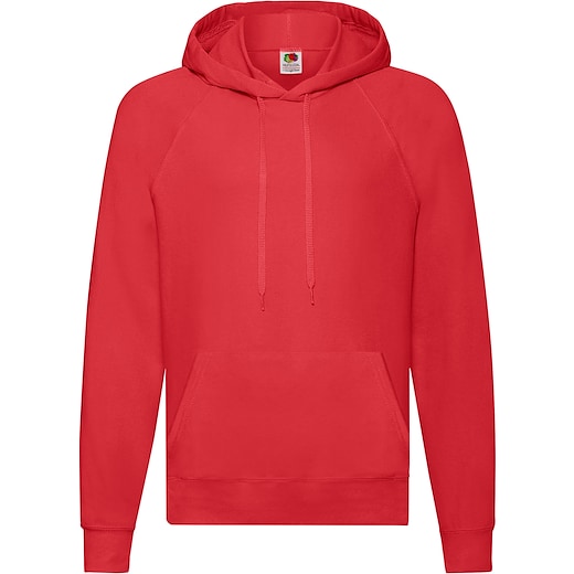 rosso Fruit of the Loom Lightweight Hooded Sweat - red