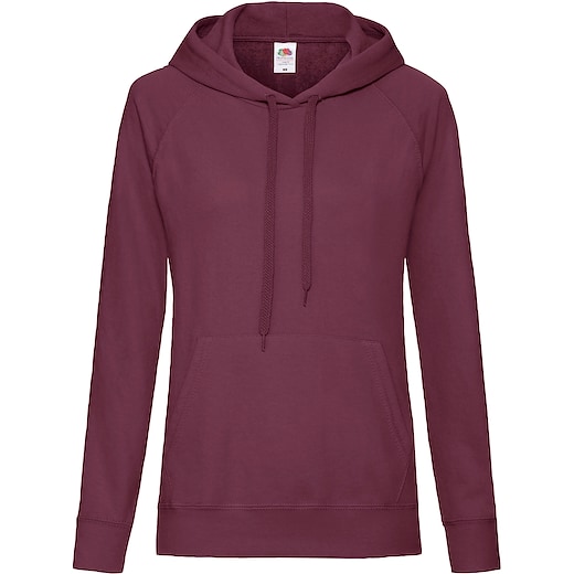rosso Fruit of the Loom Lightweight Ladies Hooded Sweat - burgundy