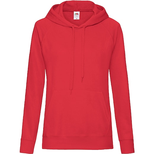 punainen Fruit of the Loom Lightweight Ladies Hooded Sweat - red