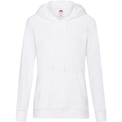 bianco Fruit of the Loom Lightweight Ladies Hooded Sweat - white