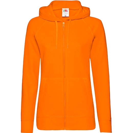 orange Fruit of the Loom Ladies Lightweight Hooded Sweat Jacket - orange
