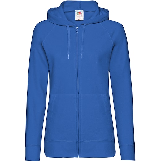 blu Fruit of the Loom Ladies Lightweight Hooded Sweat Jacket - royal blue