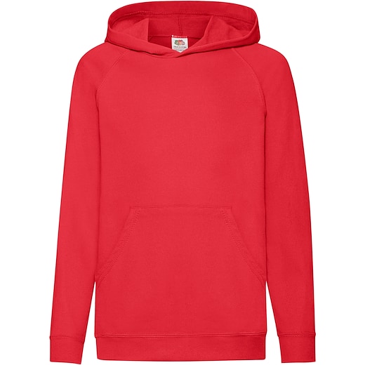 rosso Fruit of the Loom Kids Lightweight Hooded Sweat - red