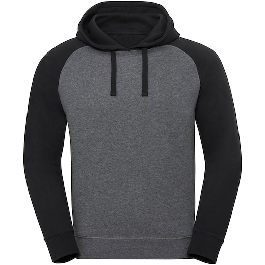 gris Russell Authentic Hooded Baseball Sweat 269M - carbon melange/ black