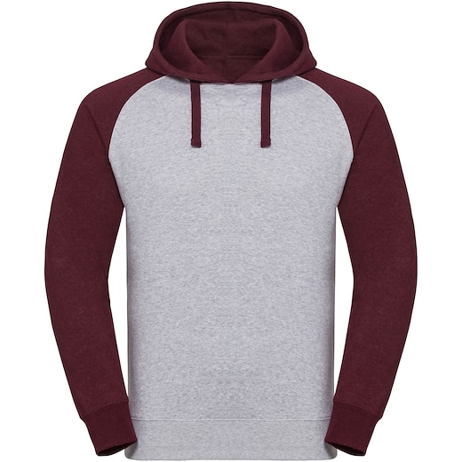 rouge Russell Authentic Hooded Baseball Sweat 269M - light oxford/ burgundy melange