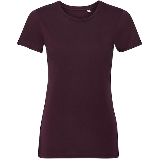 rosso Russell Ladies Authentic Tee Pure Organic 108F - burgundy