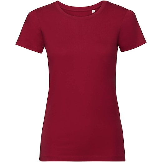 röd Russell Ladies Authentic Tee Pure Organic 108F - classic red
