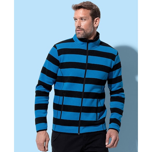 blu Stedman Active Striped Fleece Jacket - brilliant blue