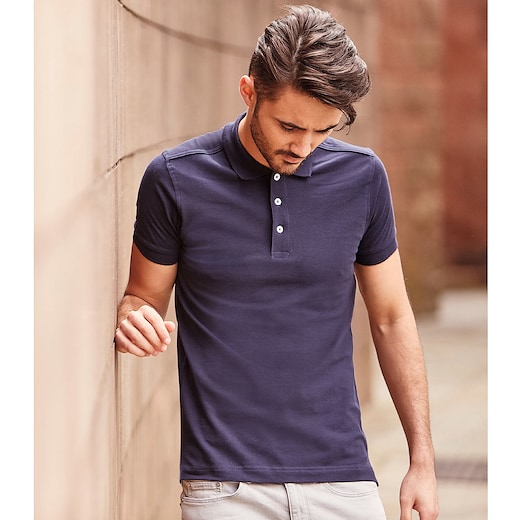 blå Russell Men´s Fitted Stretch Polo 566M - french navy