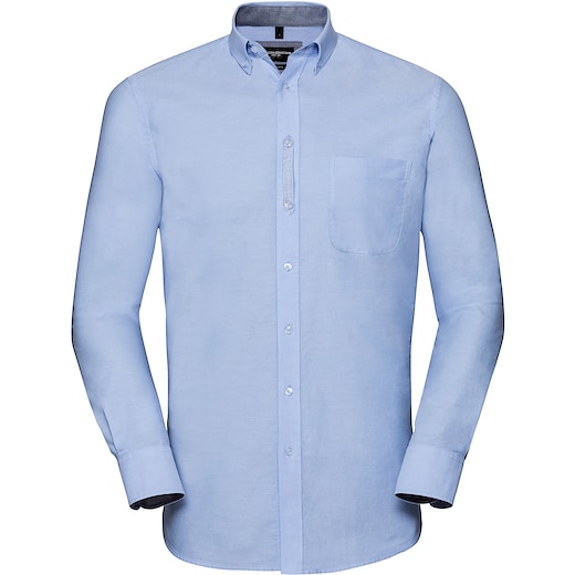 blå Russell Men´s Long Sleeve Tailored Washed Oxford Shirt 920M - oxford blue