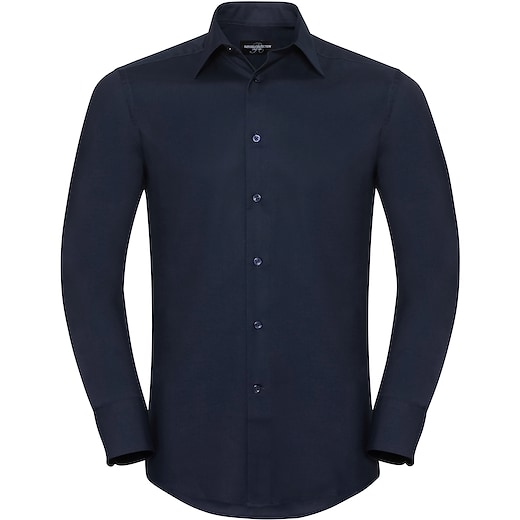blå Russell Men´s Long Sleeve Tailored Oxford Shirt 922M - bright navy