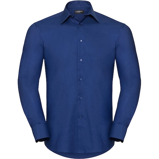 blå Russell Men´s Long Sleeve Tailored Oxford Shirt 922M - bright royal