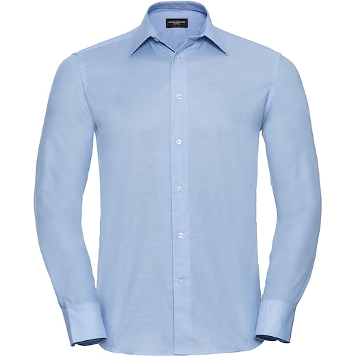 blå Russell Men´s Long Sleeve Tailored Oxford Shirt 922M - oxford blue