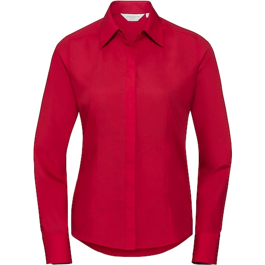 röd Russell Ladies´ Long Sleeve Fitted Polycotton Shirt 924F - classic red