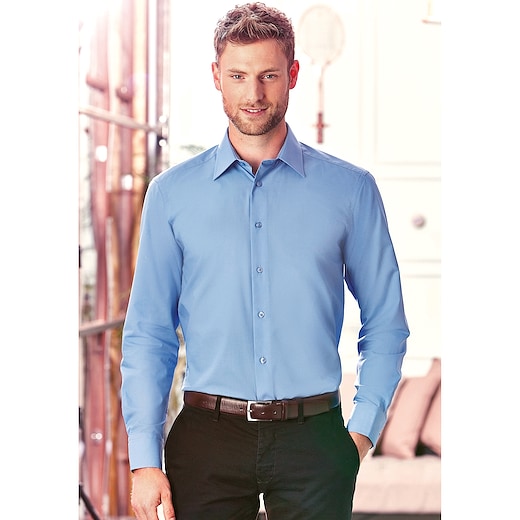 Russell Men´s Long Sleeve Fitted Polycotton Shirt 924M - corporate blue