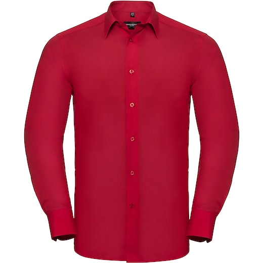 röd Russell Men´s Long Sleeve Fitted Polycotton Shirt 924M - classic red