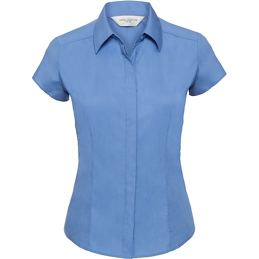 blå Russell Ladies´ Cap Sleeve Fitted Polycotton Shirt 925F - corporate blue