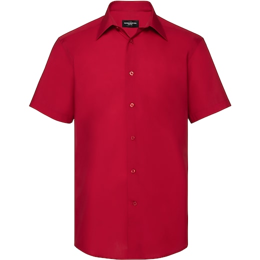 röd Russell Men´s Cap Sleeve Fitted Polycotton Poplin Shirt 925M - classic red