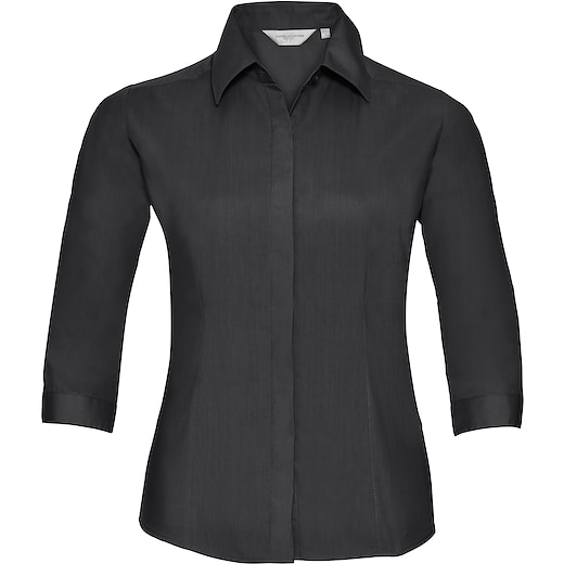 svart Russell Ladies´ 3/4 Sleeve Fitted Polycotton Shirt 926F - black