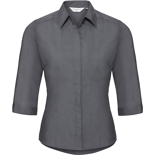 grå Russell Ladies´ 3/4 Sleeve Fitted Polycotton Shirt 926F - convoy grey