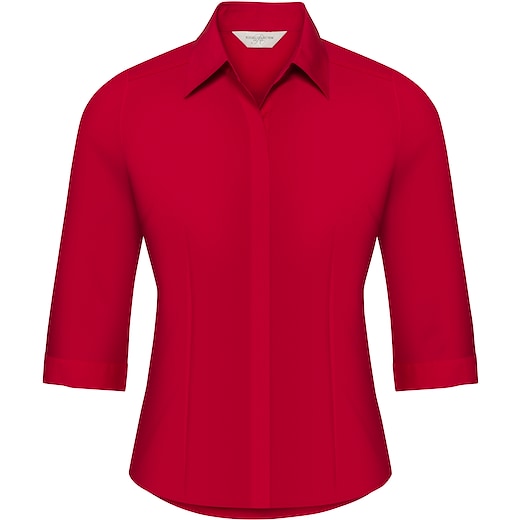 röd Russell Ladies´ 3/4 Sleeve Fitted Polycotton Shirt 926F - classic red