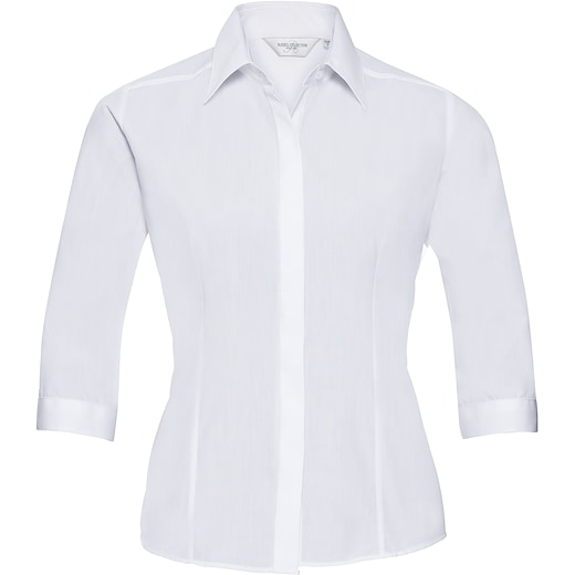 vit Russell Ladies´ 3/4 Sleeve Fitted Polycotton Shirt 926F - white