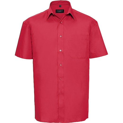 röd Russell Men´s Short Sleeve Pure Cotton Shirt 937M - classic red