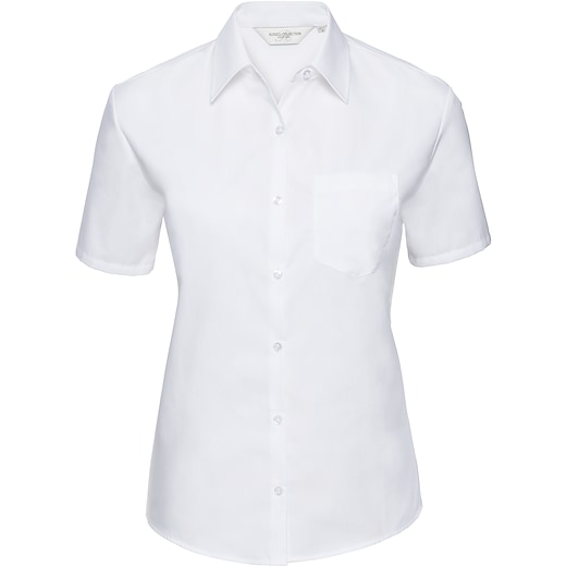 vit Russell Ladies´ Short Sleeve Pure Cotton Shirt 937F - white