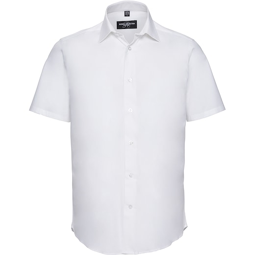 vit Russell Men´s Short Sleeve Fitted Stretch Shirt 947M - white