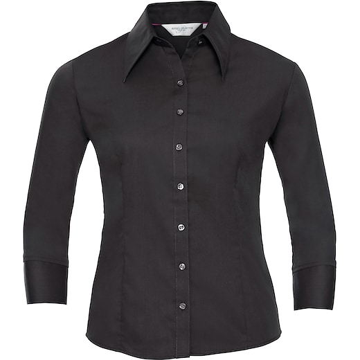 svart Russell Ladies´ 3/4 Sleeve Fitted Tencel® Shirt 954F - black