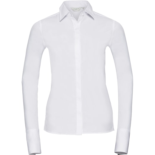 vit Russell Ladies´s Long Sleeve Fitted Stretch Shirt 960F - white