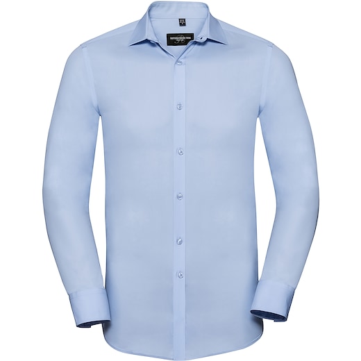 blå Russell Men´s Long Sleeve Fitted Stretch Shirt 960M - bright sky