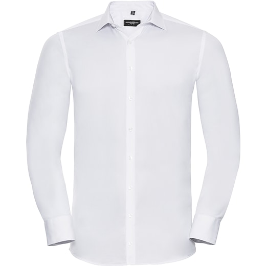 vit Russell Men´s Long Sleeve Fitted Stretch Shirt 960M - white