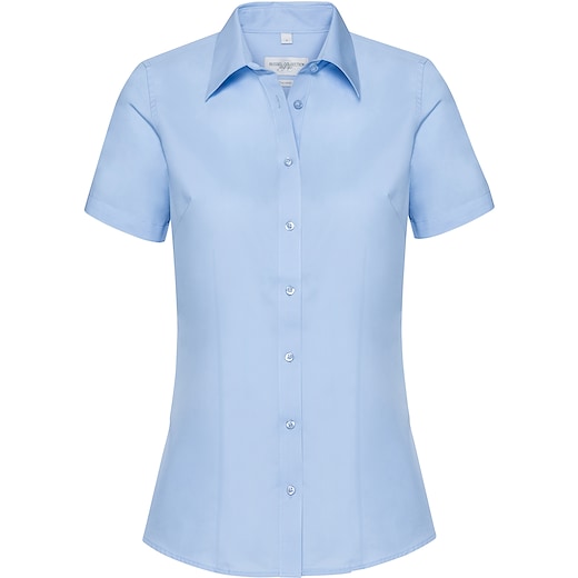 blå Russell Ladies´ Short Sleeve Tailored Coolmax® Shirt 973F - light blue