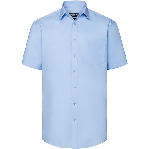 blå Russell Men´s Short Sleeve Tailored Coolmax® Shirt 973M - light blue