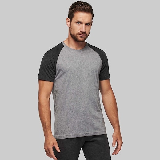 grå Kariban Adult TriBlend Two-Tone T-shirt - grey heather/ black heather