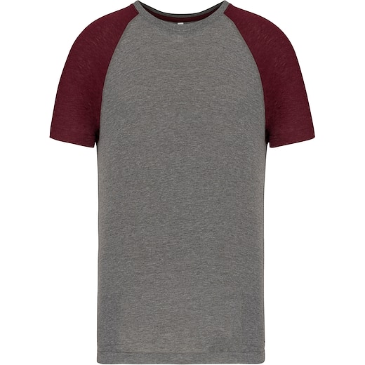 rot Kariban Adult TriBlend Two-Tone T-shirt - grey heather/ wine heather