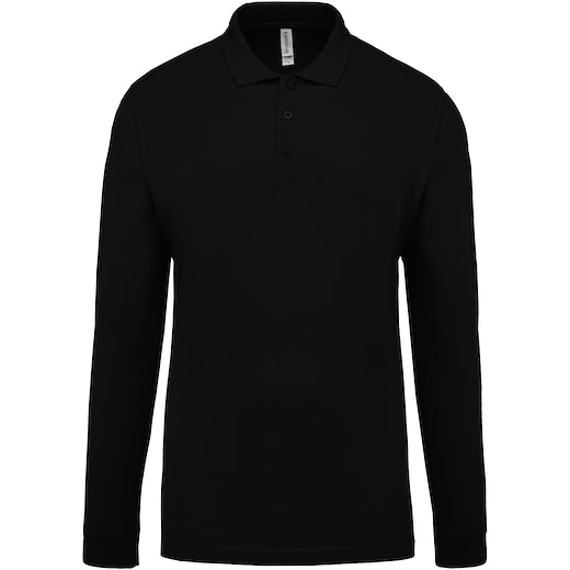 sort Kariban Men´s Long-Sleeved Pique Polo Shirt - black