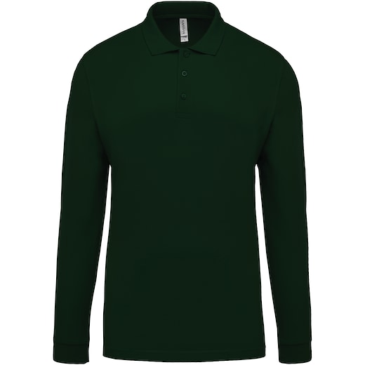 grønn Kariban Men´s Long-Sleeved Pique Polo Shirt - forest green