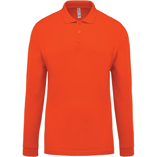 oransje Kariban Men´s Long-Sleeved Pique Polo Shirt - oransje