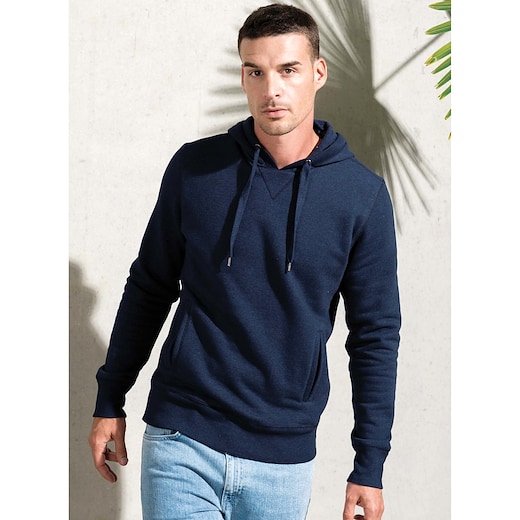azul Kariban Men´s Organic Hooded Sweatshirt - french navy heather