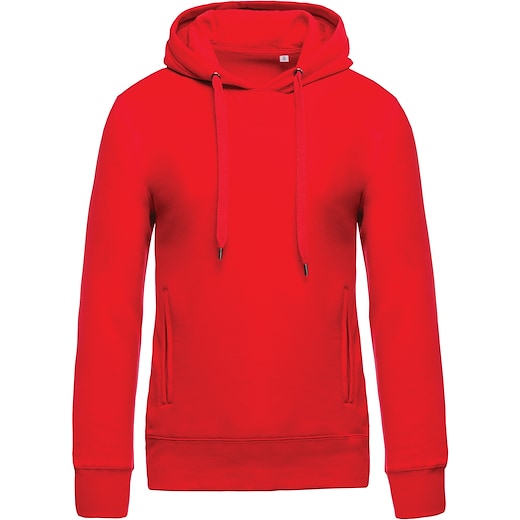 rouge Kariban Men´s Organic Hooded Sweatshirt - red