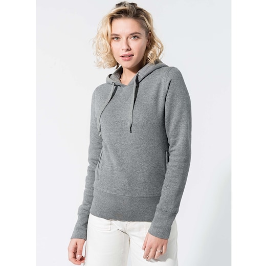 grå Kariban Ladies´ Organic Hooded Sweatshirt - heather grey