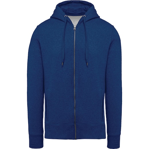 sininen Kariban Men´s Organic Full Zip Hooded Sweatshirt - ocean blue heather