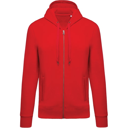 punainen Kariban Men´s Organic Full Zip Hooded Sweatshirt - red
