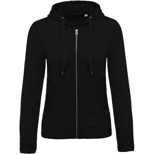 svart Kariban Ladies´ Organic Full Zip Hooded Sweatshirt - black